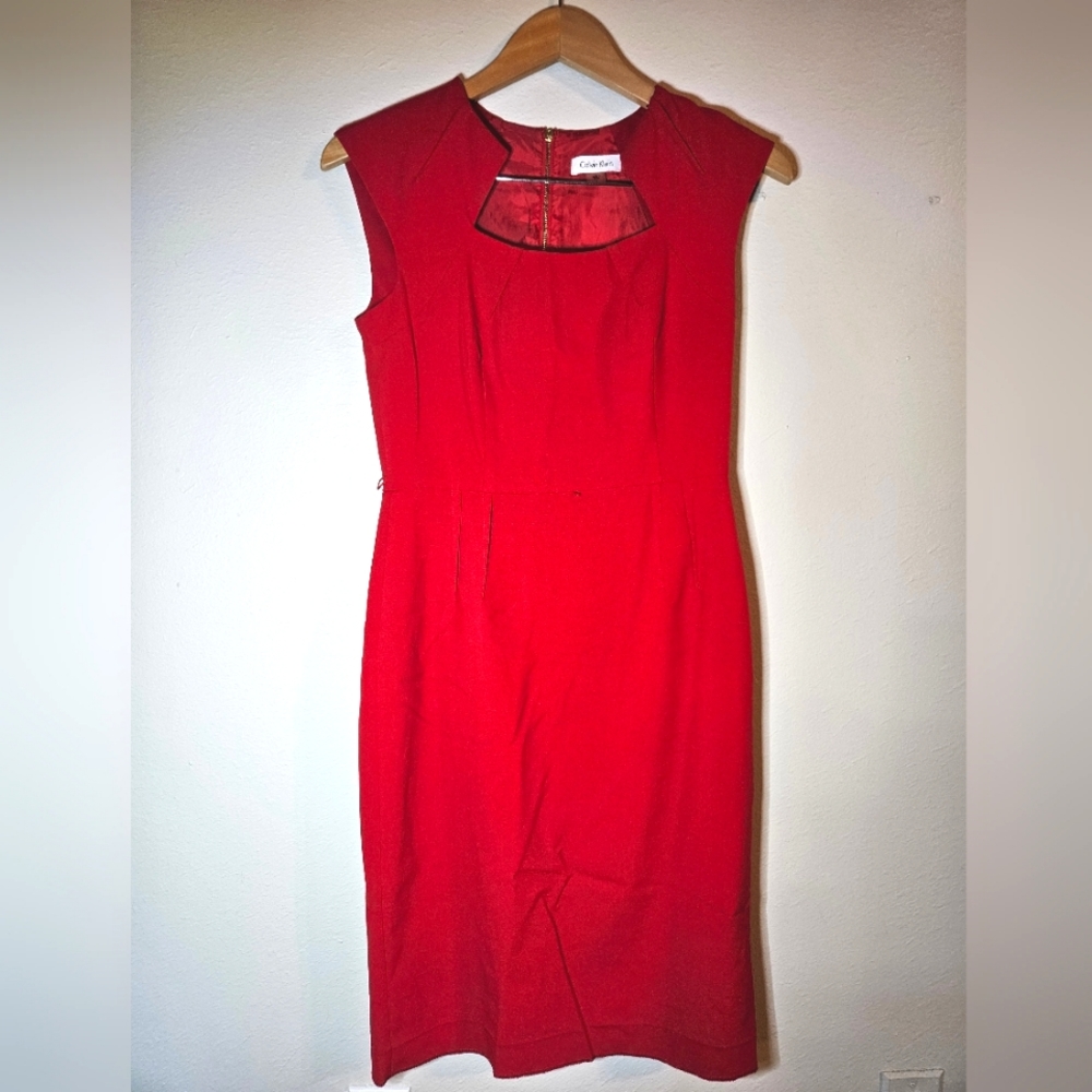 Red Calvin Klein Size 4 Shealth Work Office Dress